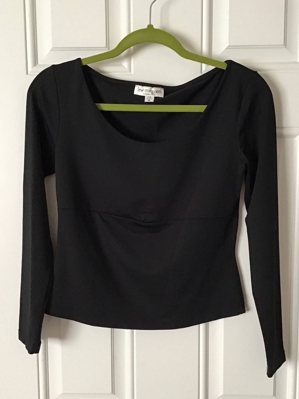 Lew Magram Black Long-Sleeve Scoop Crop Top